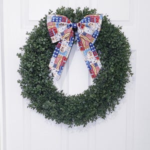 Wreath Bow, Fabric Bow, Patriotic Bow, Large Fabric Bow, Wreath Ornaments, Wreath Decor, Door Accents, Door Decor, Big Bow, Bow For Wreath