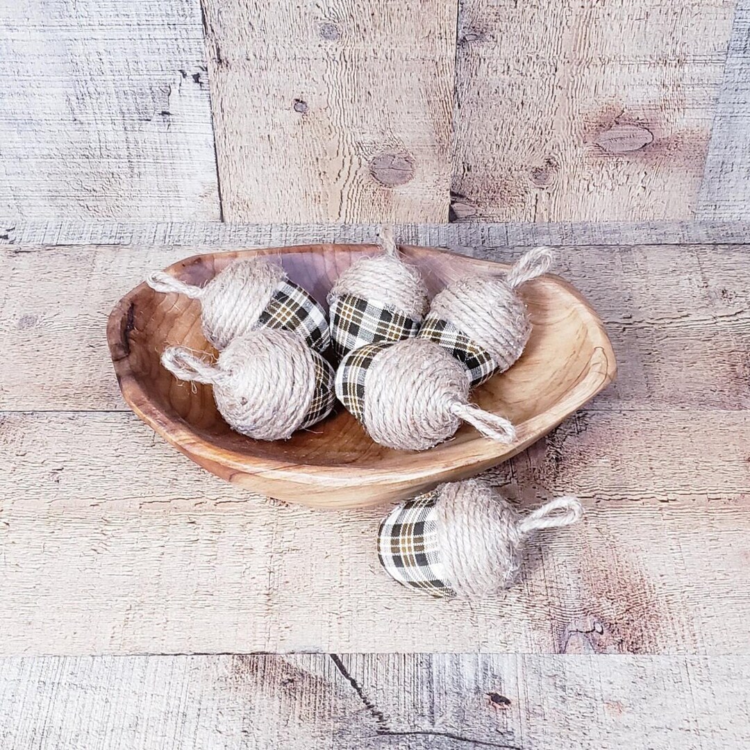 Vintage Brown Plaid, Farmhouse Acorns, Acorn Bowl Fillers , Rustic Fall ...