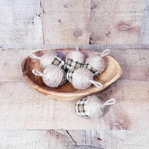Vintage Brown Plaid,  Farmhouse Acorns, Acorn Bowl Fillers , Rustic Fall Decor, Farmhouse Decor, Fabric Covered Acorns, Fall Acorns