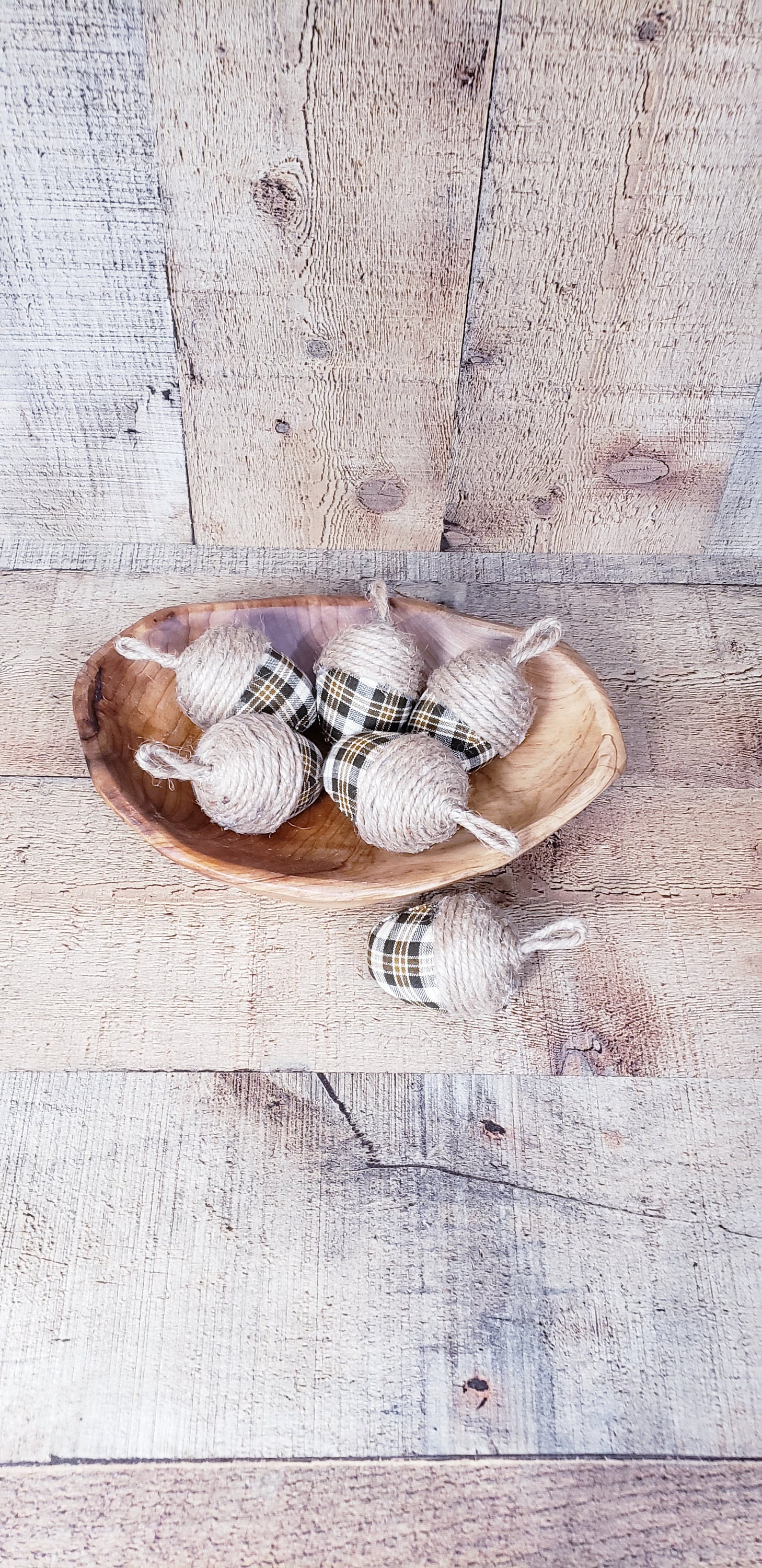 Vintage Brown Plaid, Farmhouse Acorns, Acorn Bowl Fillers , Rustic Fall ...