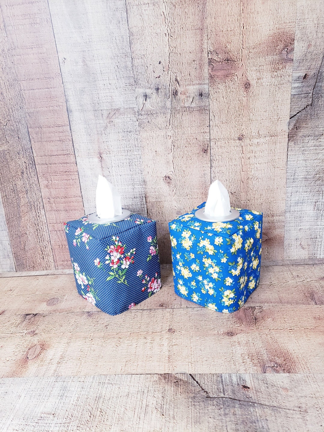 Blue Tissue Box Cover, Floral Printed Tissue Box Cover, Spring Decor ...