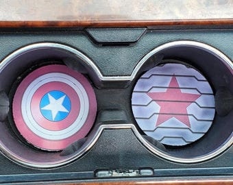 Auto-Untersetzer,Captain America,Winter Soldat,Untersetzer, Auto-Dekor, Tassenhalter-Untersetzer, Geschenk für ihn, Auto-Cup-Untersetzer,Autozubehör,Auto-Dekor