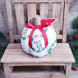 Christmas Decor,Christmas Pumpkin ,Indoor Christmas,Holiday Decor,Vintage Christmas,Fabric Pumpkin,Country Christmas,Farmhouse Christmas