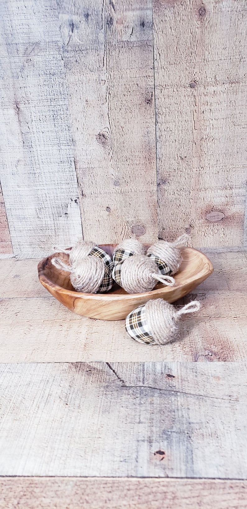 Vintage Brown Plaid, Farmhouse Acorns, Acorn Bowl Fillers , Rustic Fall ...