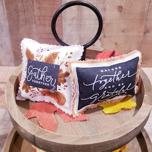 Set of 2, Farmhouse Mini Pillows, Tiered Tray Pillows, Stuffed Fall Pillows, Mini Pillows, Farmhouse Decor, Fall Decor, Thanksgiving Decor