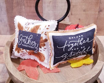 Set of 2, Farmhouse Mini Pillows, Tiered Tray Pillows, Stuffed Fall Pillows, Mini Pillows, Farmhouse Decor, Fall Decor, Thanksgiving Decor