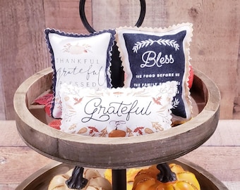 Set of 3, Farmhouse Mini Pillows, Tiered Tray Pillows, Stuffed Fall Pillows, Mini Pillows, Farmhouse Decor, Fall Decor, Thanksgiving Decor