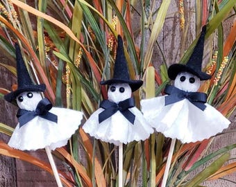 Set of 3 Halloween Ghosts Picks, Ghost Floral Picks, Ghost Decor, Ghost Floral Arrangements,Decorative Picks,Floral Decor, Decorative Poke