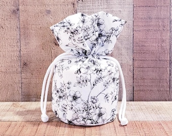 Porte-papier hygiénique en tissu floral noir et blanc Porte-papier hygiénique de rechange pour salle de bain, décoration florale, accessoires de salle de bain