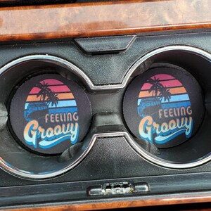 Feeling Groovy Car Coasters: Neoprene Car Accessories