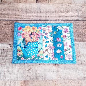 Easter Bunny Mug Rug,Quilted Mug Rug,Spring Mug Rug,Coffee Bar Decor,Coffee Coasters,Quilted Coasters,Spring Decor, Spring Coffee Bar