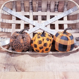 Orange Pumpkin, Farmhouse Pumpkin, Fall Decoration, Handmade Pumpkin, Fabric Pumpkin, Fall Basket, Fall Tiered Tray Decor, Rustic Fall Decor