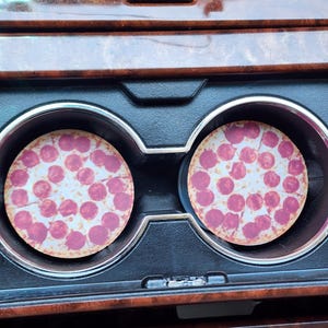 Pizza-Dekor, humorvolles Dekor, Neopren-Auto-Untersetzer, Autozubehör, Auto-Dekor, Auto-Untersetzer, Getränkehalter-Untersetzer, Gummi-Auto-Untersetzer, Autoanhänger