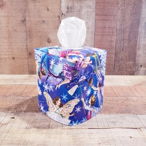 Blue and Purple Decor, Fairy Tissue Box Cover, Decorative Cover, Tissue Cover, Fantasy Decor, Square Tissue Holder, Tissue Box Cover,