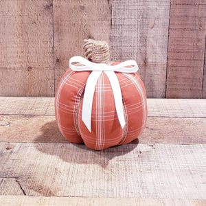 Burnt Orange and White Plaid, Fabric Pumpkins, Autumn Decor, Farmhouse Pumpkin, Farmhouse Decor, Fall Decor, Fall Centerpiece, Fall Pumpkins