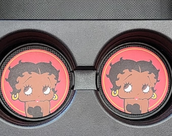 Betty Boop Decor,Neoprene Car Coaster,Car Accessories,Car Decor, Car Coasters,Cup holder Coaster, Rubber Car Coaster,Car Charm,girl car gift