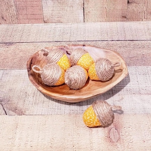Orange With White Leaves,Farmhouse Acorns, Acorn Bowl Fillers ,Rustic Fall Decor, Farmhouse Decor, Fabric Covered Acorns, Fall Acorns