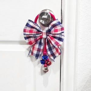 Decoración con bandera estadounidense, perilla de puerta, decoración de puerta, timbre, decoración navideña, percha de puerta, decoración patriótica, 4 de julio, 4 de julio, acentos de puerta
