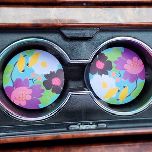 Floral Car Coasters: Neoprene Cup Holder Coaster, Car Accessories