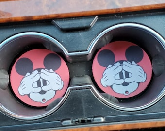 Mickey Mouse  Decor,Coasters, Neoprene Car Coasters,Car Accessories,Car Decor, Car Coasters,Cup holder Coaster, Rubber Car Coaster,Car Charm