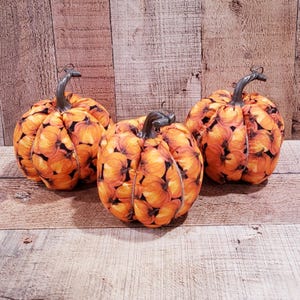 Orange and Black, Pumpkins, Fall Decor, Halloween Decorations , Handmade,  Rustic Fall Decor, Farmhouse Decor, Fabric Pumpkins, Fall Basket