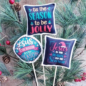 Farmhouse Christmas Floral Picks: Fabric Holiday Decor, Set of 3