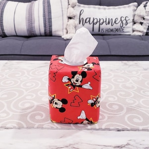 Mickey Mouse Tissue Box Cover,  Cover, Mickey Mouse Decor, Nursery Decor, Fabric Tissue Cover