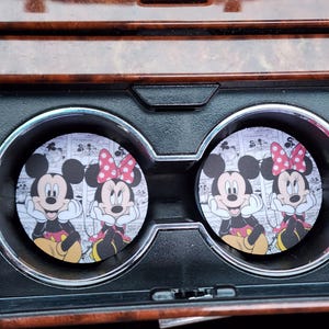 Mickey Mouse Decor,Minnie Decor,Neoprene Car Coasters,Car Accessories,Car Decor, Car Coaster,Cup holder Coaster,Rubber Car Coaster,Car Charm