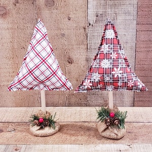 Mix or Match, Red Plaid, Fabric Christmas Trees, Christmas Trees, Farmhouse Winter Decor, Christmas Mantel Decor, Christmas Trees