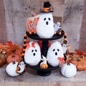 Sherpa Ghost,Mini Ghost Decor, Ghost Tiered Tray,Ghost Coffee Bar Decor,Ghost Decor,Halloween Decor,Spooky Decor,Fall Decor,Fall Desk Decor