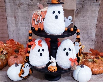 Sherpa Ghost,Mini Ghost Decor, Ghost Tiered Tray,Ghost Coffee Bar Decor,Ghost Decor,Halloween Decor,Spooky Decor,Fall Decor,Fall Desk Decor