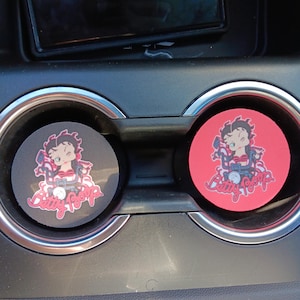 Betty Boop, Car Accessories, Car Decor, Car Coasters, Coaster, auto decor, gift for her, cup holder coaster, personalized coaster,