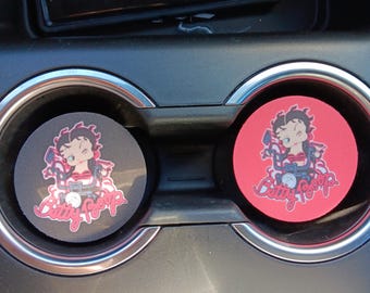 Betty Boop, Car Accessories, Car Decor, Car Coasters, Coaster, auto decor, gift for her, cup holder coaster, personalized coaster,