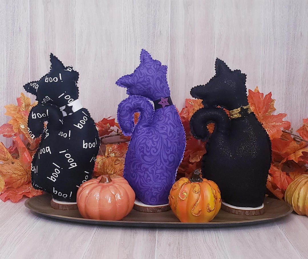 Halloween Fabric Cats,halloween Cat Decor Halloween Decoration,spooky ...