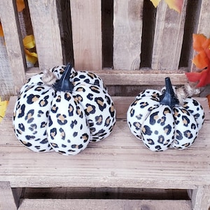 White Leopard Print Fabric Pumpkins ,Fleece Pumpkins,Halloween Decorations ,Rustic Fall Decor,Farmhouse Decor,Fabric Pumpkins, Fall Basket