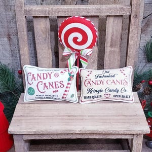 Candy Cane Decor, Vintage Christmas Decor,Christmas Mini Pillows, Rustic Christmas Tray, Christmas Tiered Tray Filler, Coffee Bar Decor