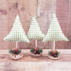 White and Green Plaid, Fabric Christmas Trees, Christmas Trees, Winter Decor, Christmas Mantel Decor, Christmas Trees, Stuffed Trees