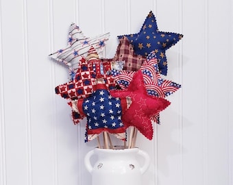 July 4th Picks,Patriotic Floral Picks,Star Picks, Plant Sticks,Plant Pokes, Floral Picks, Indepence Day Decor,Decorative Picks,Plant Decor
