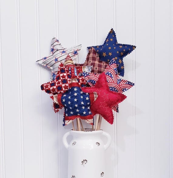 July 4th Picks,Patriotic Floral Picks,Star Picks, Plant Sticks,Plant Pokes, Floral Picks, Indepence Day Decor,Decorative Picks,Plant Decor
