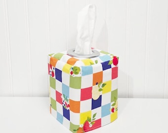 Multicolor Tissue Box Cover,Summer Tissue Box Cover,Spring Decor,Fabric Tissue Cover, Nursery Decorations, Decorative Tissue Box Cover