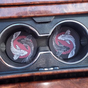 Car Coasters,Koi Fish Decor,Koi Fish Charm,Koi Fish,Gift For Her,Neoprene Car Coasters,Car Accessories,Car Decor,Car Charm