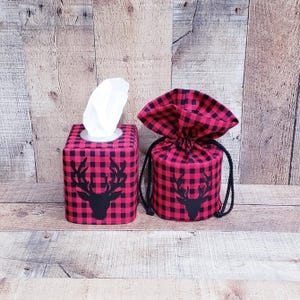 Decorazione a quadri Buffalo, decorazione a bastoncino di zucchero, copri carta igienica di scorta, copri fazzoletti, porta fazzoletti quadrato, scatola copri fazzoletti, decorazione natalizia