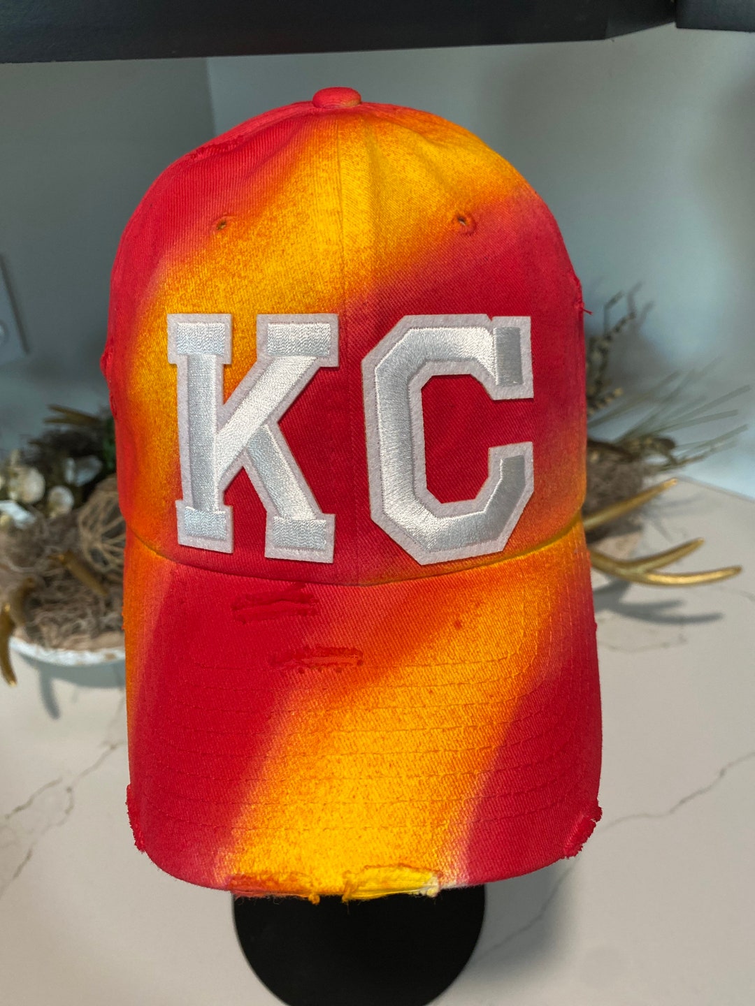 hand-painted-red-and-gold-game-day-hat-with-kc-etsy