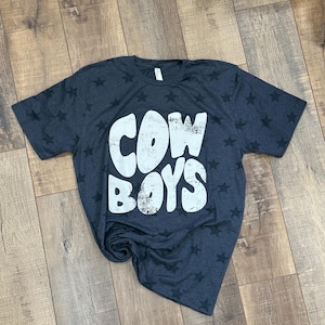 Code Five  mascot T-Shirt, Cowboys mascot tee, size large, screen print appliqué, unisex, team spirit, sports mom, game day, Cowboys fan
