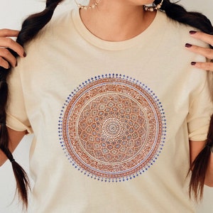 Mandala Shirt, Earth Tone Mandala T-Shirt, Sacred Geometry Shirt, Yoga Shirt, Meditation Shirt, Spiritual Tshirt, Yoga Instructor Gift