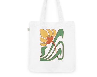 Art Nouveau Flower Organic Cotton Tote Bag, Yoga Bag, Reusable Grocery Bag, Beach Bag, Book Bag, Gift for Her