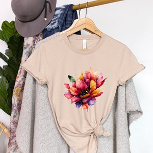 Watercolor Flower Shirt, Flower, Botanical Tshirt, Floral T-shirt ...