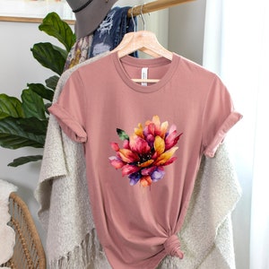 Watercolor Flower Shirt, Flower, Botanical Tshirt, Floral T-shirt ...