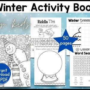 Winter Activity Book for Kids, Printable Games Bundle (PDF)