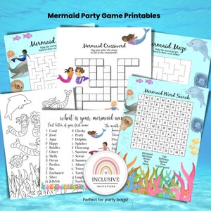 Mermaid Party Games Printable Customisable Party Lolly Loot Bags